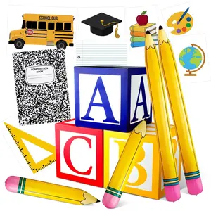 15 Pcs Back to School Decorations 2026, Large Inflatable Pencil and ABC Boxes, First Day of School Party Supplies for Kindergarten Preschool Classroom Decor