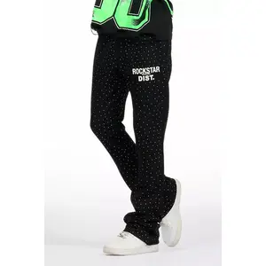 Alpine Rhinestone Black Stacked Flare Pant