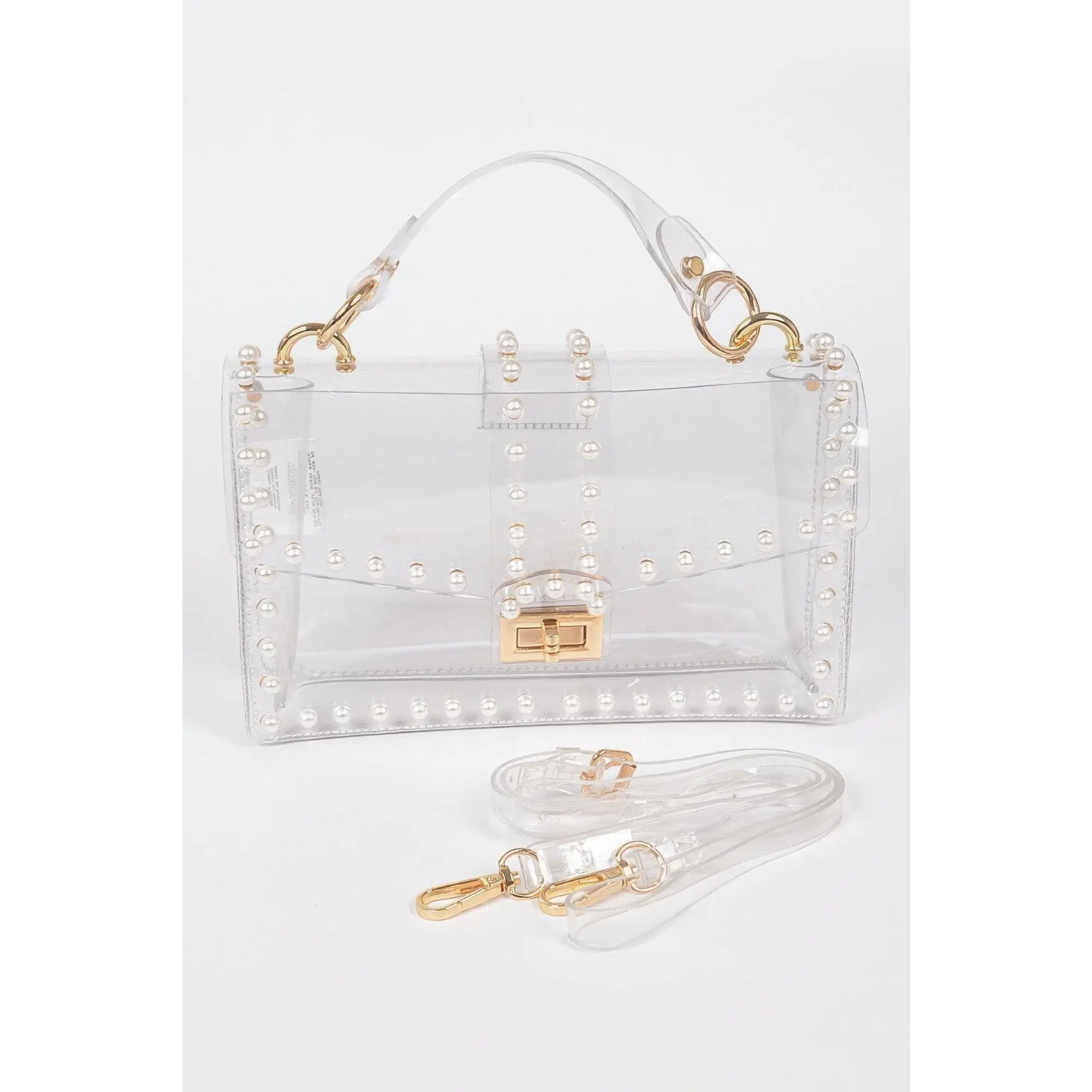 Transparent Clutch W/faux Pearl