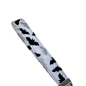 Halloween Silver and Black Bats Key fob Keychain Wristlet