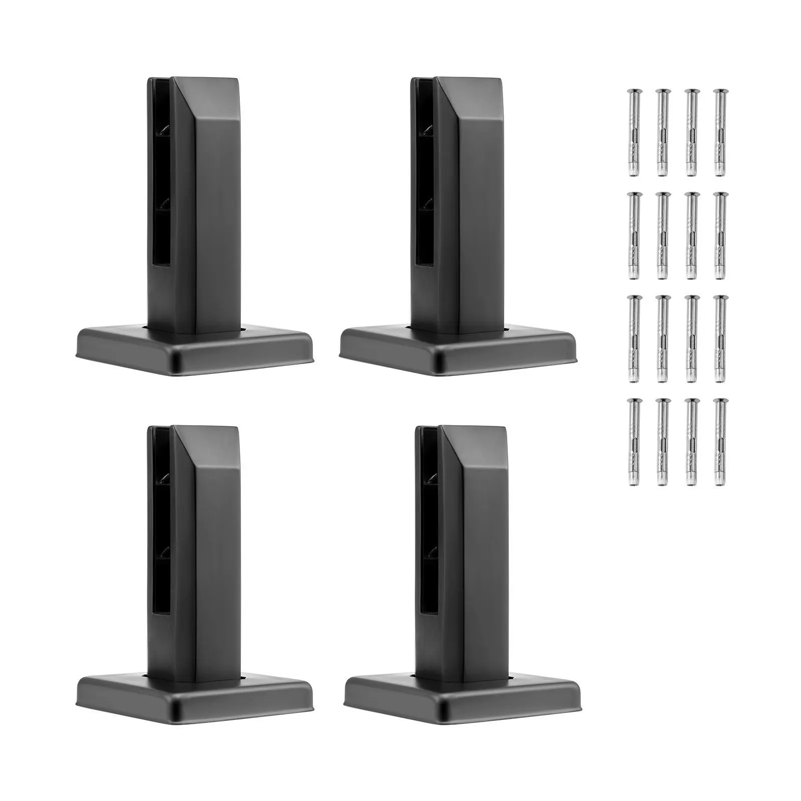 VEVOR 4 PCS 304 Stainless Steel Square Glass Clamp Brackets + Screws, 0.12” Thick, Fits 0.31”-0.47” Tempered Glass Thickness, With Adjustable Pads & Hex Wrench for Balcony Railings, Deck#SohoChic