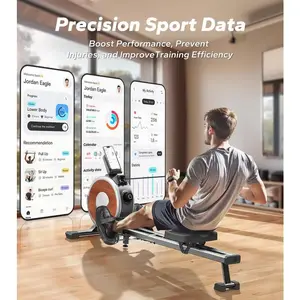 Rowing Machine Magnetic Rower Machine for Home 16 Levels of Quiet Resistance Dual Slide Rail Max 350lb Weight Capacity