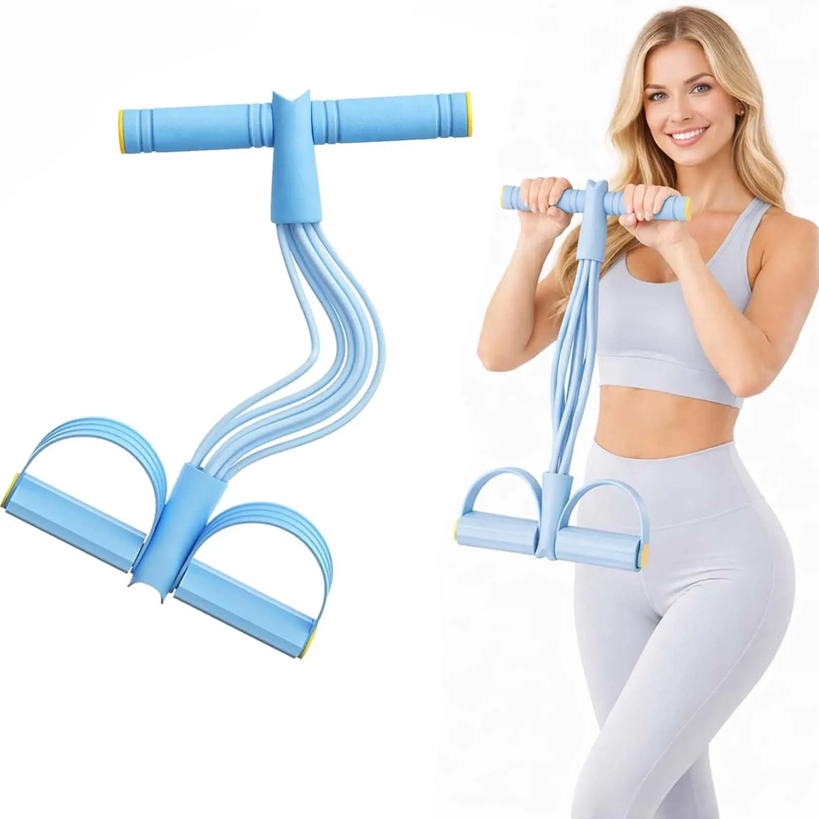 Multifunctional Pedal Resistance Band with Handle,4/6 Tubes for All Weights,Gym Training Supplies,Portable Pedal Exerciser