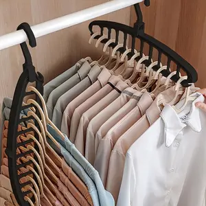 Foldable Multi-Hole Rotatable Clothes Hanger, Large Capacity, Space Saving, for Home, Bedroom, Closet, Wardrobe, Organizer Accessories, Household Items Lightweight Plastic