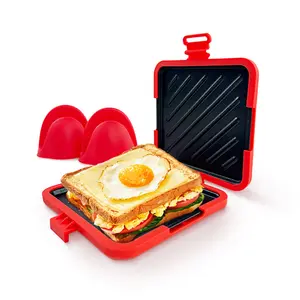 Microwave Sandwich Maker, Sandwich Toaster, 3-in-1 Toastie Panini Press with Heat-insulating Hand Grips, Kitchen Appliances for Travel Friendly Office Home