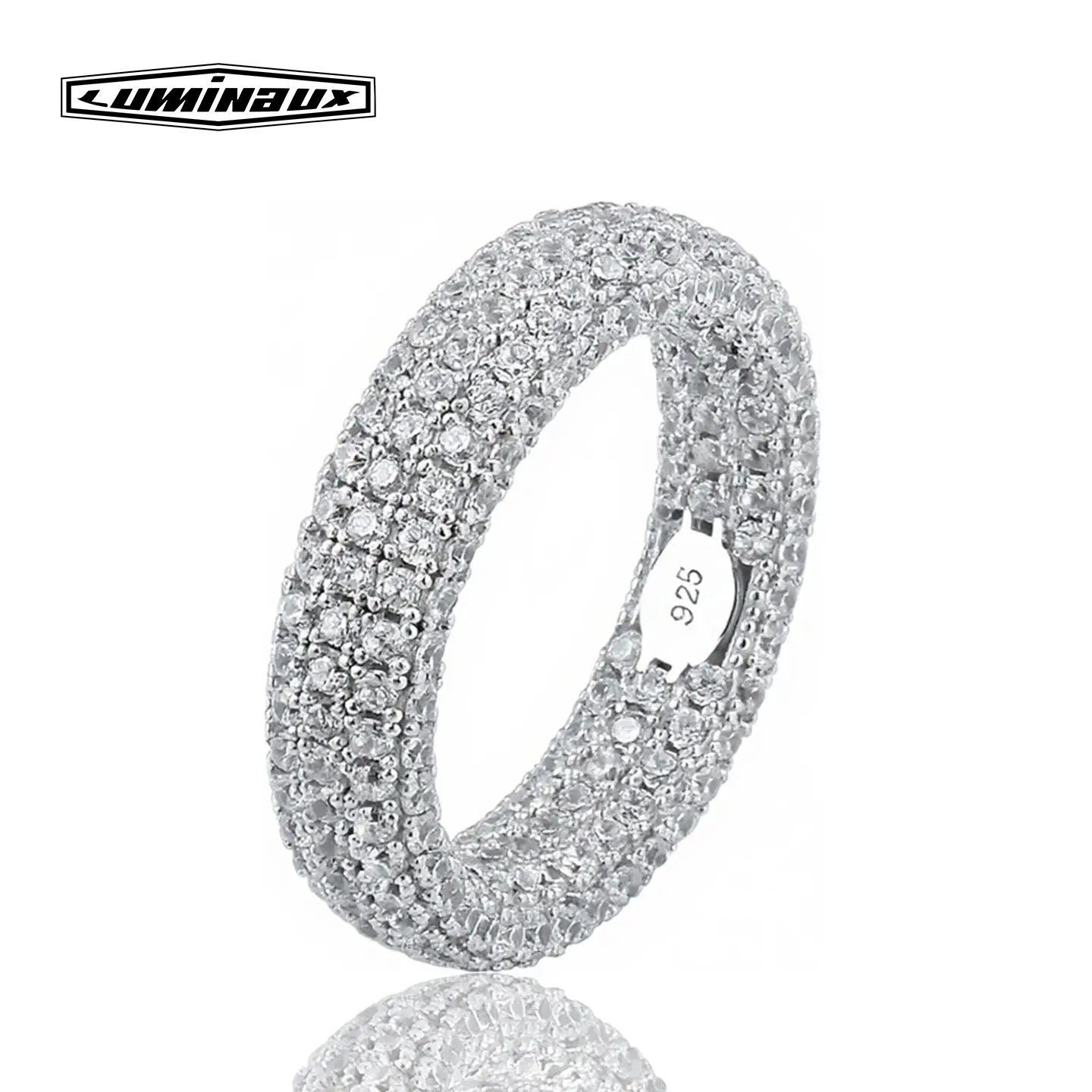 S925 Sterling Silver Ring, Iced Out Eternity Band for Men and Women with AAAAA+ D Color VVS CZ, Gift Boxed, Rings, Alliance Ring