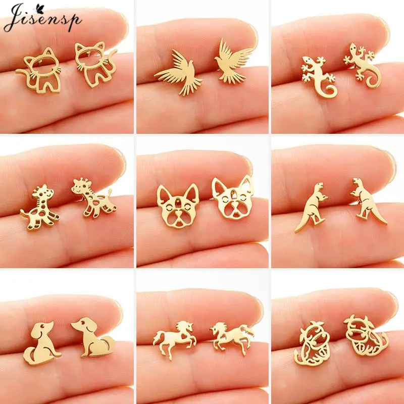 100% Stainless Steel Animal Earrings for Women Girls Fashion Lizard Dog Cat Earings Daily Jewelry Christmas Piercing Ear 2026