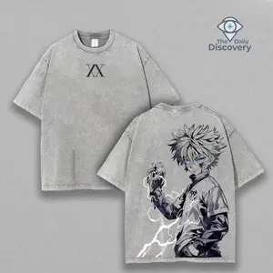 Limited  Killua Zoldyck T-Shirt Anime Oversized Tee Washed Unisex Hunter Streetwear 100% Cotton T-shirt for Men & Women Crew Neck Anime-inspired Design