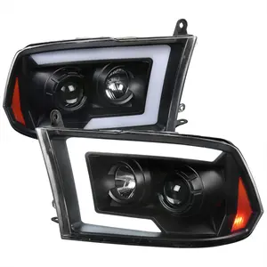 2009-2018 Dodge RAM 1500 / 2019-2021 RAM Classic/ 2010-2018 RAM 2500 3500 Switchback Sequential LED C-Bar Projector Headlights (Matte Black Housing/Clear Lens)