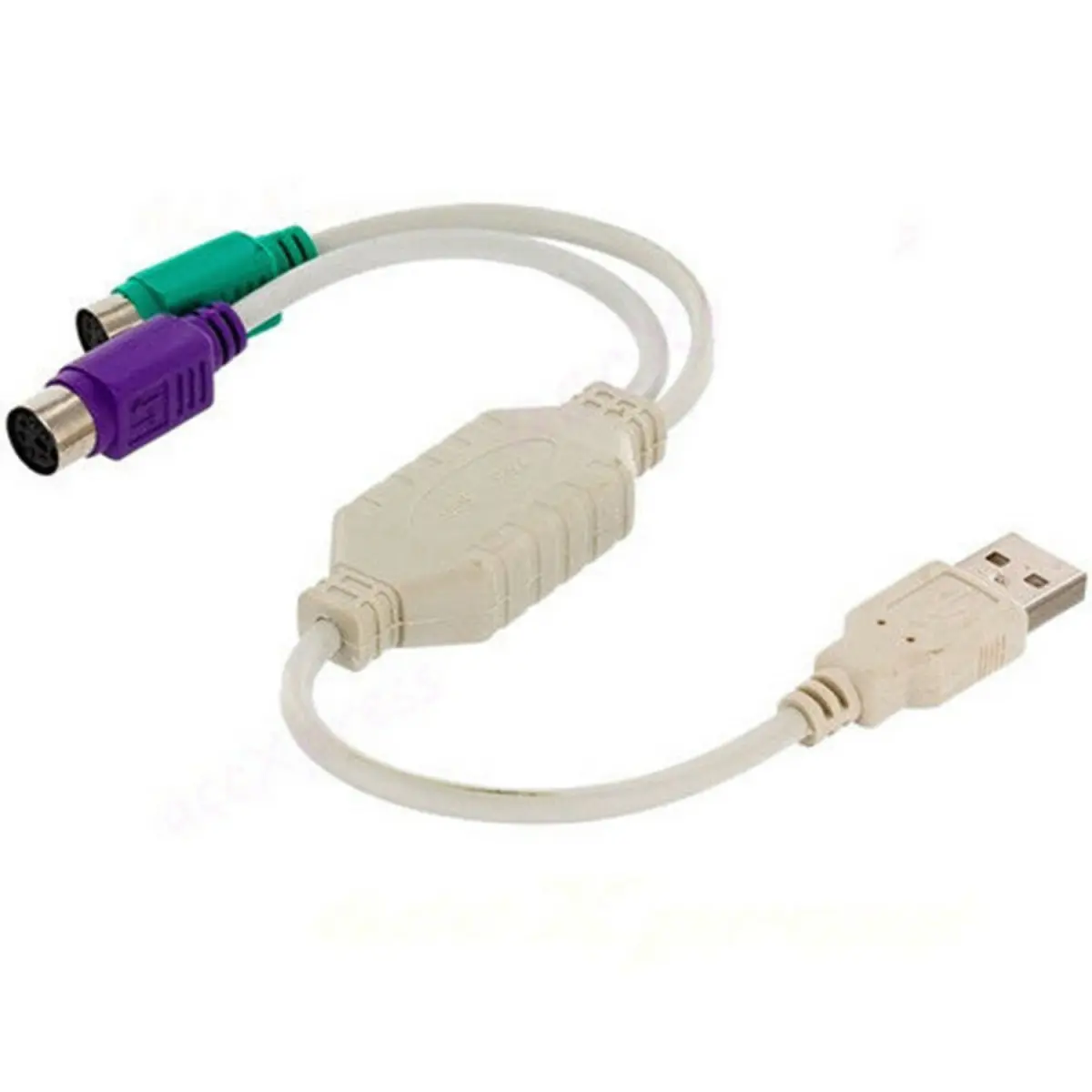 Sanoxy SANOXY-VNDR-USB-PS2-adapter-W Dual PS2 to USB 2.0 Converter Active Adapter Cable for Computer Mouse, Keyboard - White - Set of 2