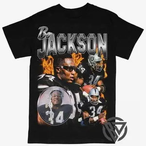 Bo Jackson T-shirt For Men Women, For Fans Unisex Casual Streetswear Top Oakland Las Vegas Raiders Football