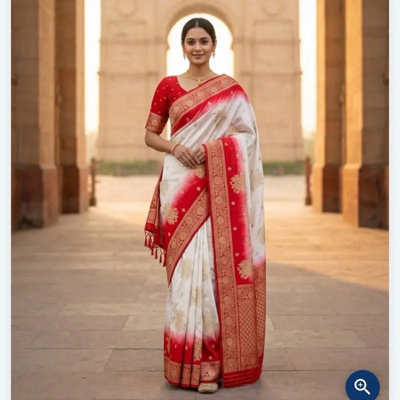 Women's Dola Silk Saree and Blouse Piece - Chic Formal Lady Clothes, Picot-Edged Falls, Comfortable Solid Caramel Fabric, Ideal for 2 Versatile Occasions