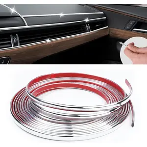 16Ft Chrome Car Trim Strip, Self-Adhesive Automotive Exterior and Interior Side Body Moulding, 1/4 inch (6mm) Scratch-Proof Silver DIY Accessories for Decorate Bumper Door Window