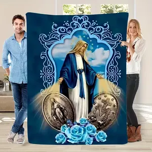 1pc Blanket Our Lady of Guadalupe Fleece Blanket Warm Gift for Mother Comfortable Plush Throw for Sofa Bedding Living Room