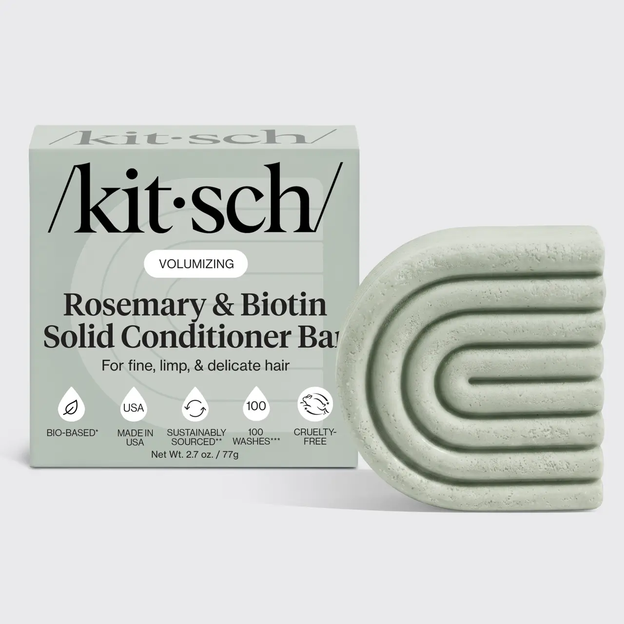 Kitsch Rosemary & Biotin Conditioner Bar – Organic, Vegan, Volumizing, Hydrating, Plastic-Free, Paraben & Sulfate-Free, for Curly & Straight Hair, 2.7 oz