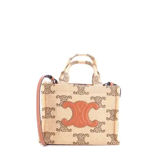 Pre-owned Celine Raffia Tote Bags REBAG Cabas Thais Tote Triomphe Jacquard Small by Rebag