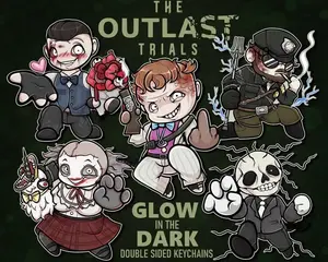 Outlast Trials Glow In The Dark Keychains - Mother Gooseberry, Officer Leland Coyle, Franco Barbi, Skinner Man, Eddie Gulskin! Kawaii Bag Charm, Key Accessory, Gift for Fans, Collectible Character Charm, for Bags, Keys, Backpacks, Cute Decor, Gift Idea