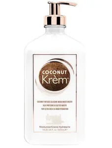 Devoted Creations Coconut Krém Moisturizer - Coconut Infused Silicone Moisturizer with Silk Proteins & Cactus Water for Ultra Rich 24 Hour Hydration 18.25 oz.
