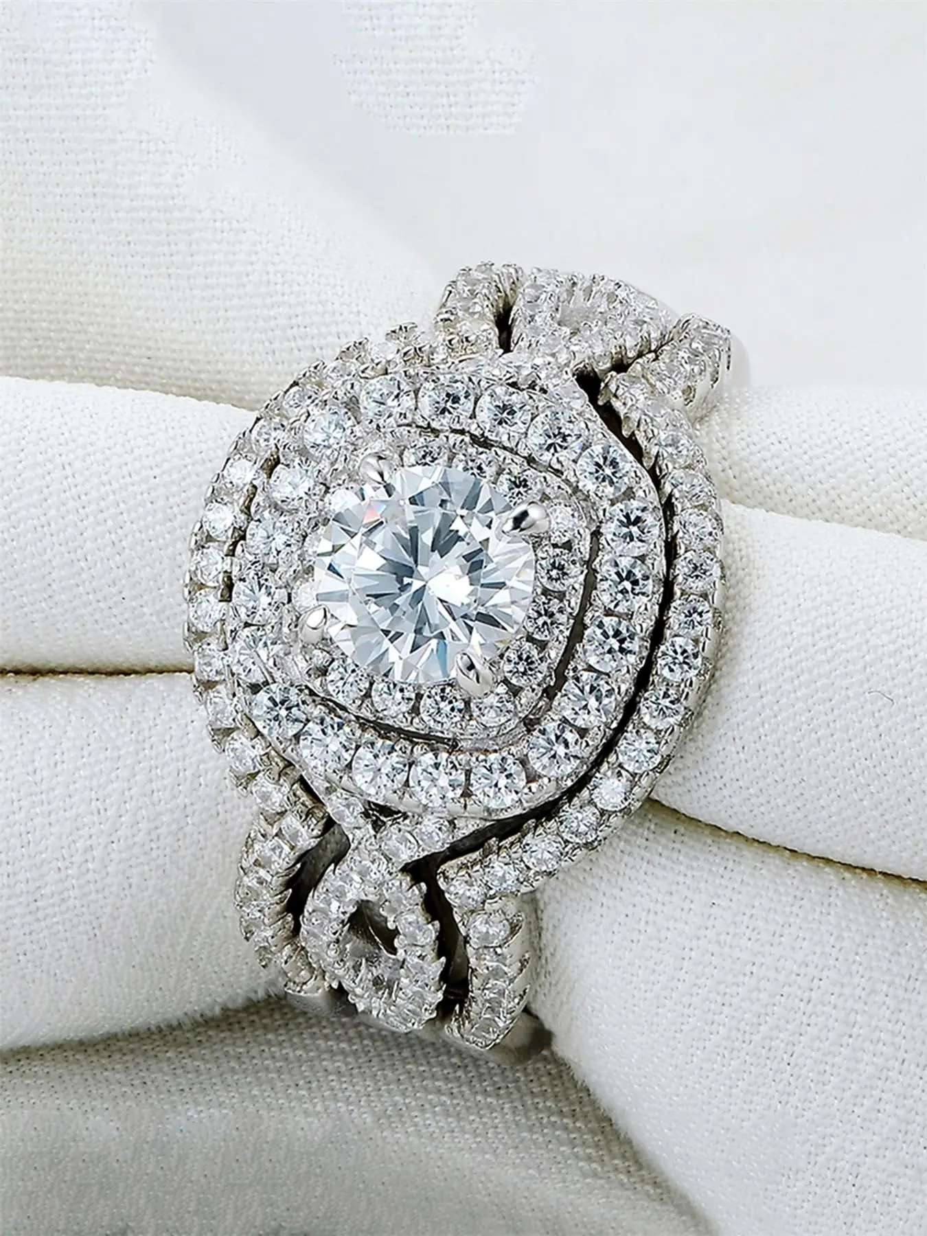 Women's Elegant Rhinestone Decorated Ring (3pcs/set), Exquisite Trendy Rings, Fashionable Hand Jewelry for Women As Gift