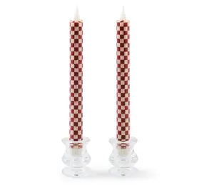 MacKenzie- Childs Set of 2 Flameless Check Taper Candles