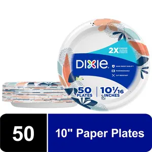 Dixie Everyday Disposable Paper Plates, 10", Multi-Color, 50 Count