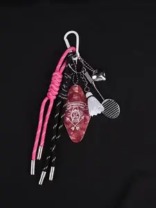 Pink And Black Keychains | Badminton Enthusiast Sports Themed Accessories, Unique And Fashionable, Creative Sports Pendant, Detachable Design, Bag Pendant, Surprise Small Gifts For Various Holiday Parties.