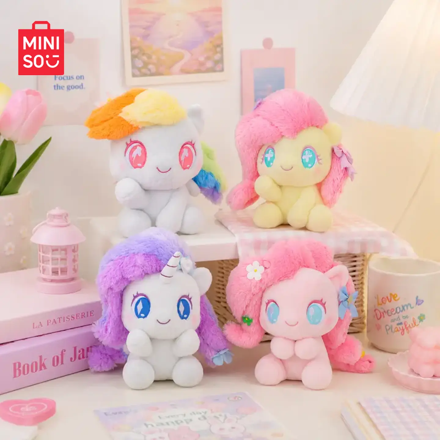 MINISO My Little Pony Series Unisex Soft Plush Spring Floral Lying Doll - TV & Movies Themed Exquisite Design, Fluffy Fabric, Comfortable Shape for Desktop, Bedroom Decoration