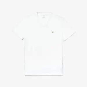 Lacoste V-Neck Pima Cotton Tee In White