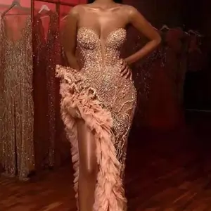 2025 official spring new European and American women's clothing annual meeting fringed tail sexy sequined tube top dress Chic Elegance Feminine Fitted standing collar stretch Formal Flared Style Womenswear Casual Overall Suits Workwear
