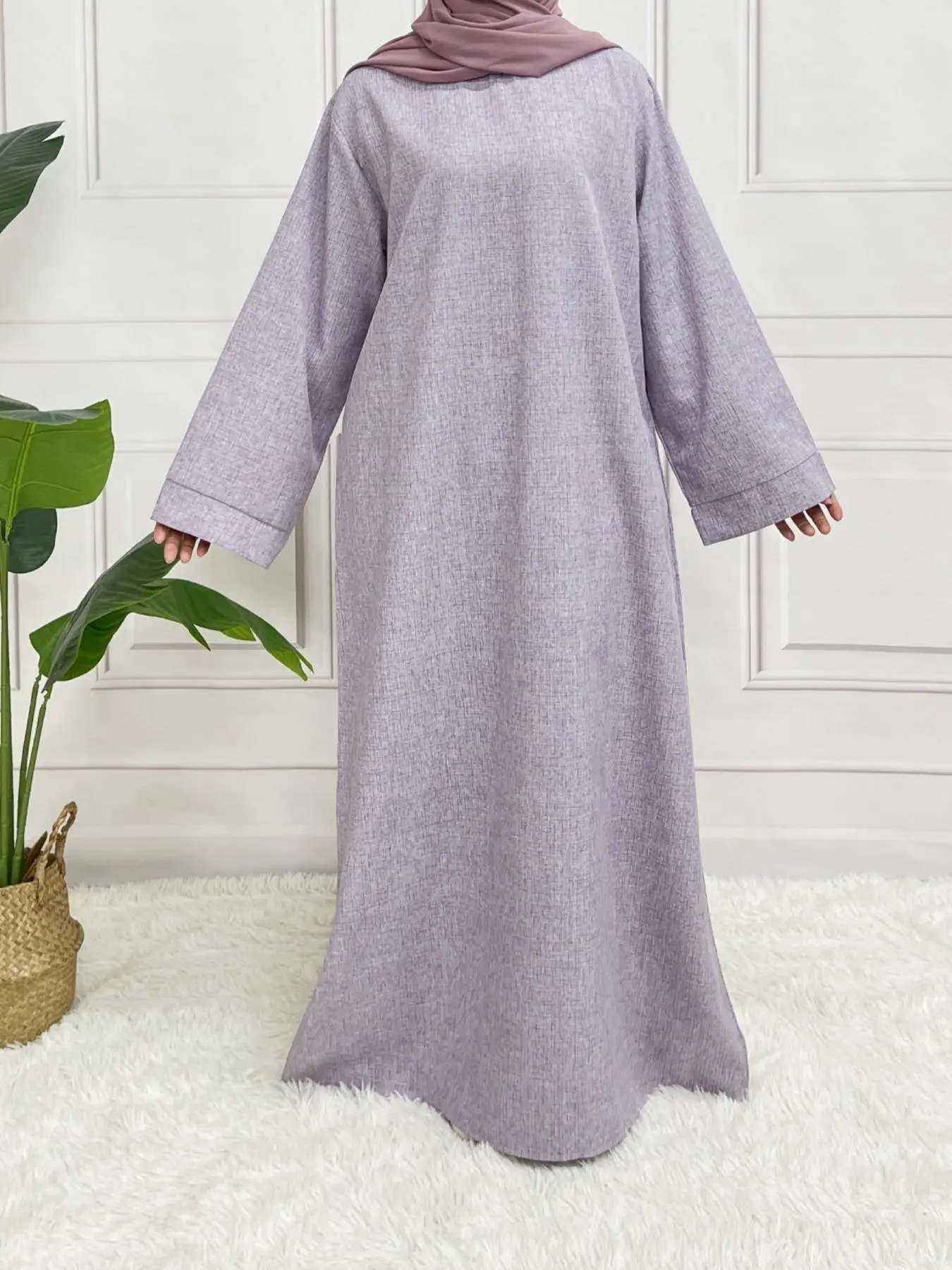 Arabic Clothing-Plain Belted Kaftan without Hijab, Modest Long Sleeve Caftan, Maxi Muslim Dress, Loose Islamic Clothes for Women, Summer Outfits 2024