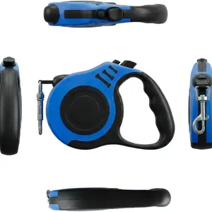 Double Switch Retractable Pet Leash，Adjustable Dog Leash Automatic Retractable Pet Harness, Durable and Convenient, Non Slip Handle, Suitable for Small Dogs, Blue Color，No Tangle Leash, Comfortable Grip,