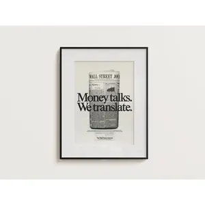 Money Talks Finance Wall Art | Motivational Office Decor | Wall Street Journal Poster Print | Financial Quote