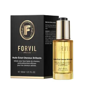 FORVIL Golden Hair Oil Serum | Deep Nourishing Anti-Frizz Treatment for Damaged Hair | Lightweight & Non-Greasy Voluminous Shine |Advanced French fragrance 1.01oz