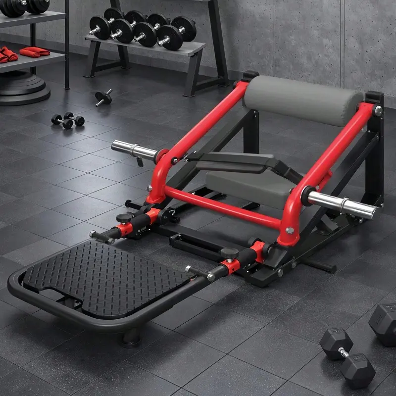 Hip Thrust Machine With Adjustable Footboard, 800LBS Plate-Loaded Glute Bridge Machine With Weight Holder, Heavy Duty Home Gym Butt Muscle Building And Shaping
