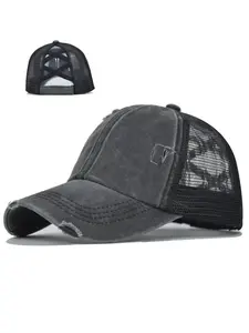 Womens Pony Hat High Ponytail Girls Messy Bun Caps Camouflage Bad Hair Day Adjustable Dad Hat Stylish Trucker Hat