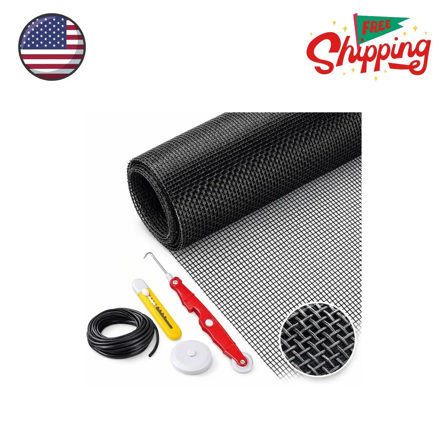 Window Screen Replacement Kit Width:48in Length:158 Fiberglass|Includes Full Set of Tools
