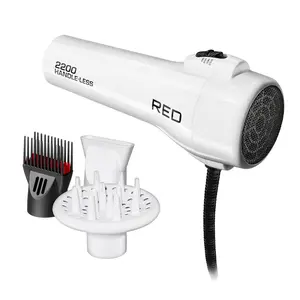 Red by KISS Handle-Less 2200W Ceramic Tourmaline Hair Dryer, Pik & Diffuser Included, Ionic for Frizz-Free Shine, Detangler & Straightening