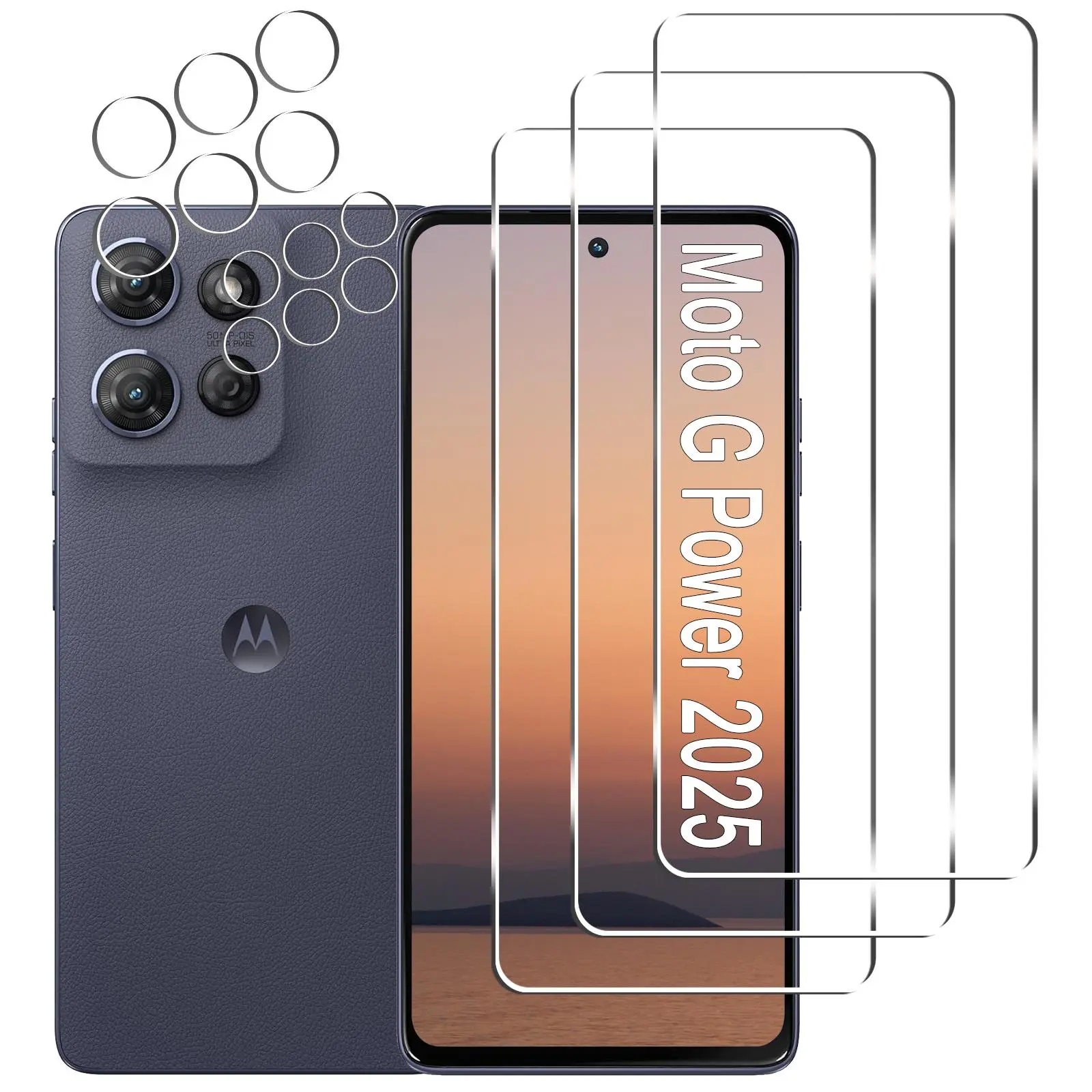 Moto G Power 2025 (6.8 in) Mobile Phone Accessories Bundle: 3-Pack Smartphone Screen Protector, 3-Pack Camera Lens Cover for Handheld Cellphone Devices, Anti-Scratch, Bubble-Free, Easy Installation, Impact-Resistant Protection, Resistance