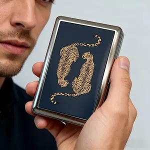 Vintage Cheetah Print Metal Card Case, Retro Multi-function Card & Cash Storage Box, Slim Minimalist Organizer for Travel & Daily Use
