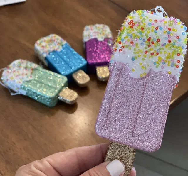 Set of 4 Candyland Popsicle Ice cream bar ornaments One of each color Christmas Colorful