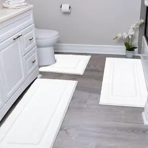 Bathroom runner rugs set of 3 ultra soft bath mat with u shaped toilet rug absorbent non slip microfiber bath rugs for bathroom kitchen bedroom white