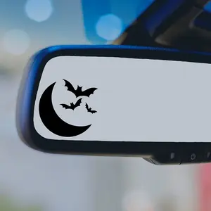 Bat and moon car rearview mirror stickers Car Accessories flying bat laptop gothic style door and window decoration stickers home life stickers