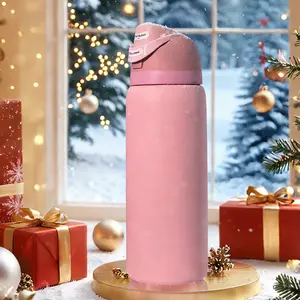 OwIa(Cherry Blossom Pink)Crystal 32-oz/945ml Outdoor Sports Water Bottle, Double-layer vacuum insulation design, portable water cup, can keep ice cubes from melting for 8-12 hours, comes with a carrying rope, convenient for carrying out