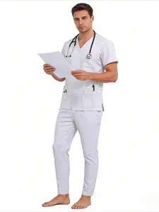 Unisex Scrubs Set New Solid Color Straight Leg for Doctor Nurse Operating Room M-edical Uniforms Workwear Nursing Uniform