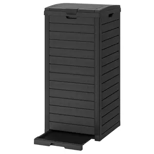 【Summervibes】31 Gallon Waterproof Outdoor Trash Can with Lid, Plastic Outdoor Garbage Can with Drip Tray, Large Trash Can Outside for Patio, Garage, Pool, Garden, Backyard & Deck,  Black