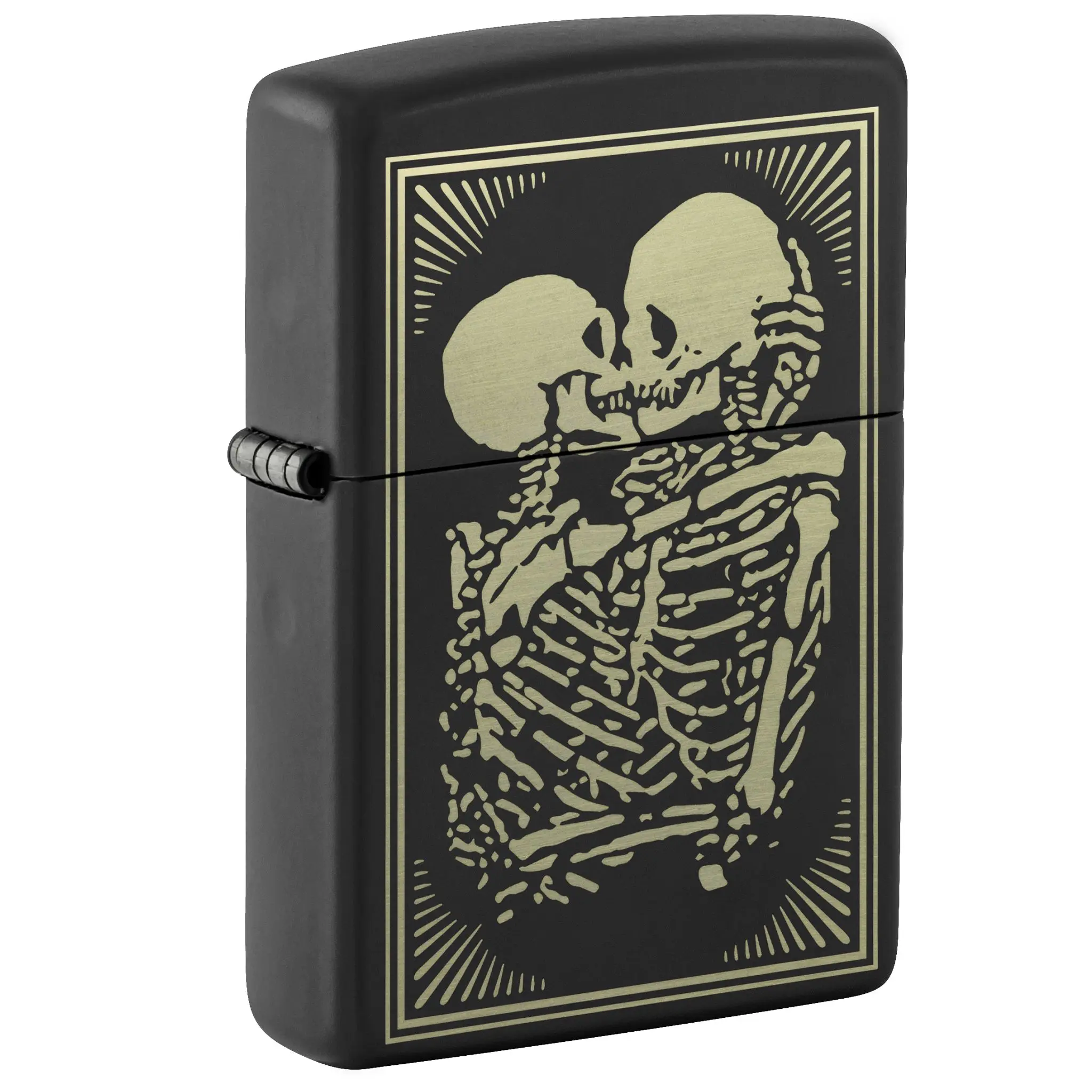 Zippo Lovers Design Black Matte Pocket Lighter - Made in USA - Unfilled (fuel sold separately)