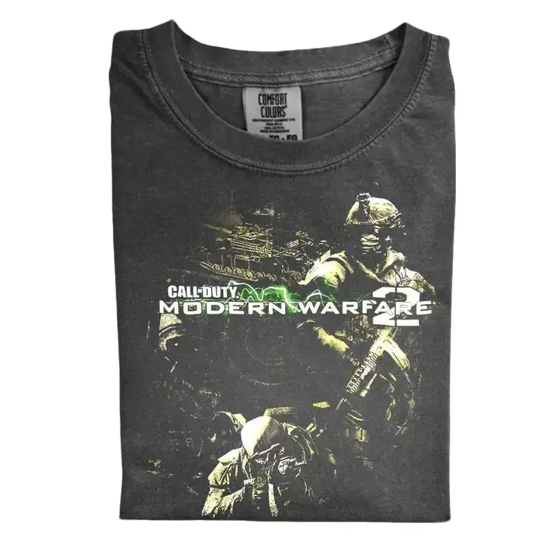 Men's Short-Sleeve Call Of Duty Modern Warfare Comfort Color Crew Neck T-Shirt - Gamer Girl Graphic Streetwear Top, Seamless Apparel Gift for Gamers