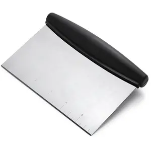 Stainless Steel Dough Scraper & Chopper Multi Purpose Bench Scraper for Pizza, Bread & Cookie Dough, Vegetable Cutter, Heavy Duty Kitchen Tool, Dishwasher Safe Food Prep Essential for Baking & Cooking