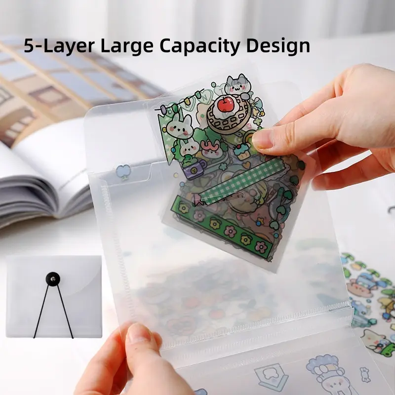 [Back to School]Clear Transparent Storage Box for Sticker, 2 Count, A6 Portable Multi-layer Durable File Folder for Cash, Bill & Documents, File Organizer for Home Office School, File Holder for Desk, Desk File Organizer, Office Stationery -MM1