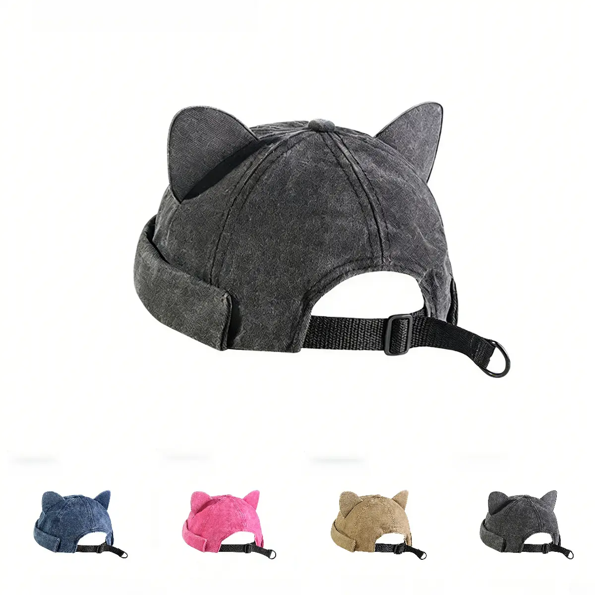Unisex Washed Fabric Cat Ear Vintage Beanie Hat - Skullcap Fit, Casual Wear, Fashionable Easy-Matching Sports & Outdoor Accessory for Multi-Season Use, Stylish Hat, Trendy Hat
